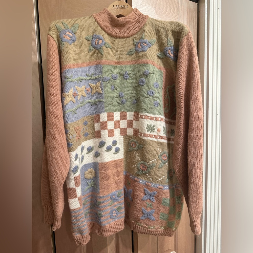 Alfred Dunner Multicolor Patchwork Sweater